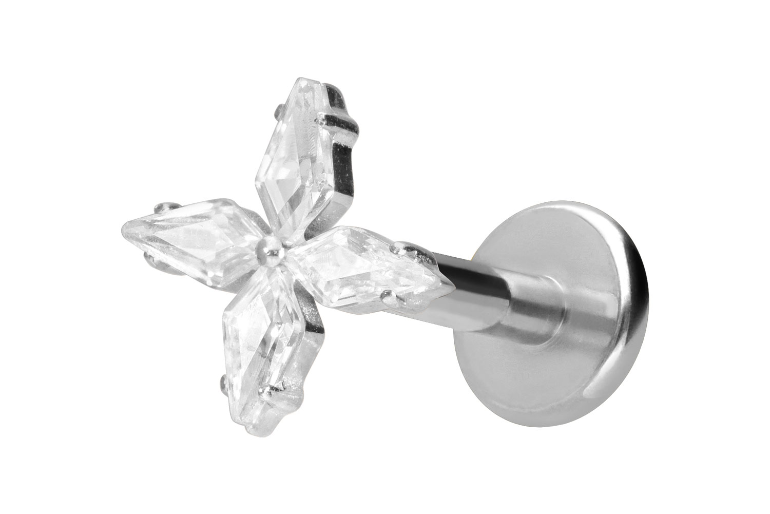 Titan Labret Piercing mit Innengewinde KRISTALLSTERN